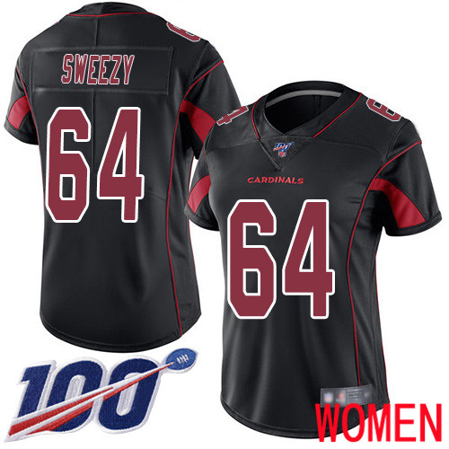 Arizona Cardinals Limited Black Women J.R. Sweezy Jersey NFL Football #64 100th Season Rush Vapor Untouchable->women nfl jersey->Women Jersey